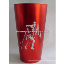 16 oz matt finish red plate glass container for candle